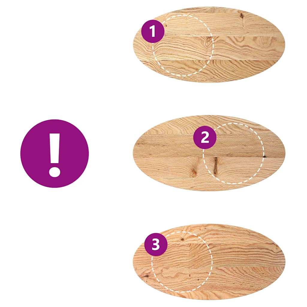 Dessus de table 100x50x2 cm bois de chêne massif ovale - XIOS