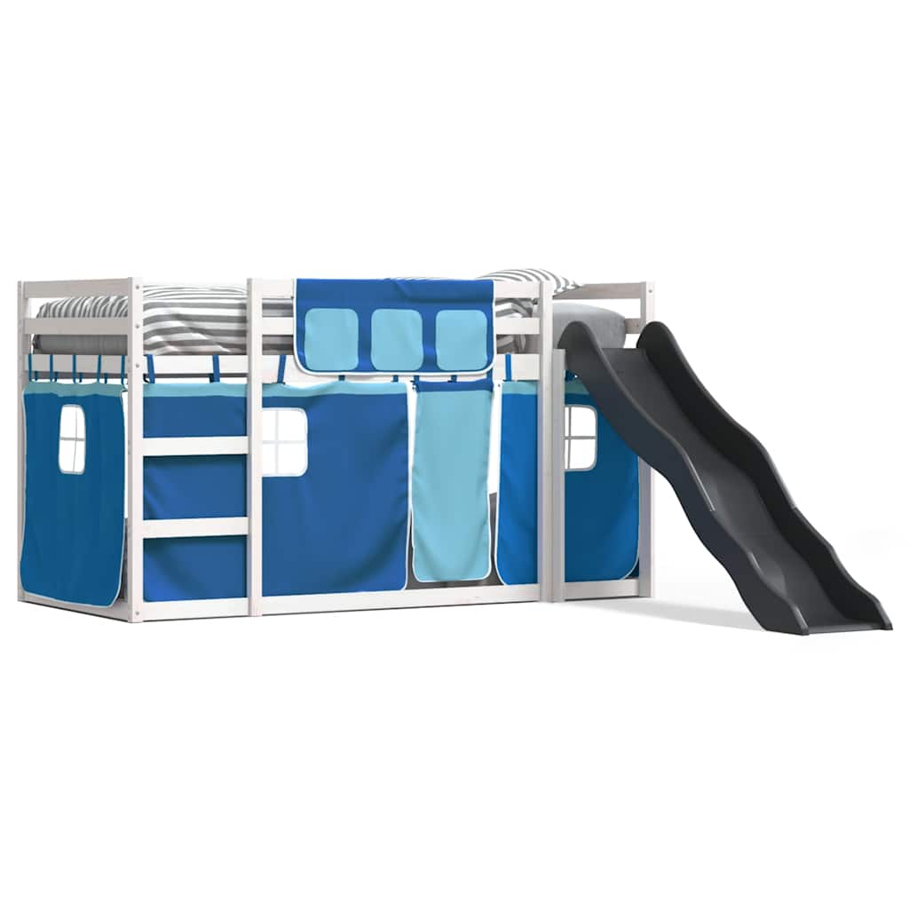 Lit superposé sans matelas avec toboggan et rideaux 90x200 cm - XIOS