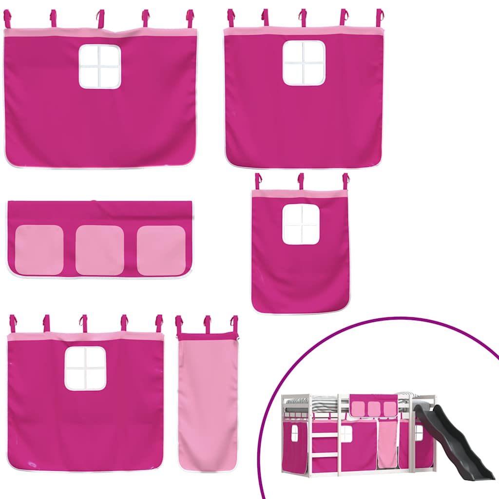 Lit superposé sans matelas avec toboggan et rideaux 90x200 cm - XIOS