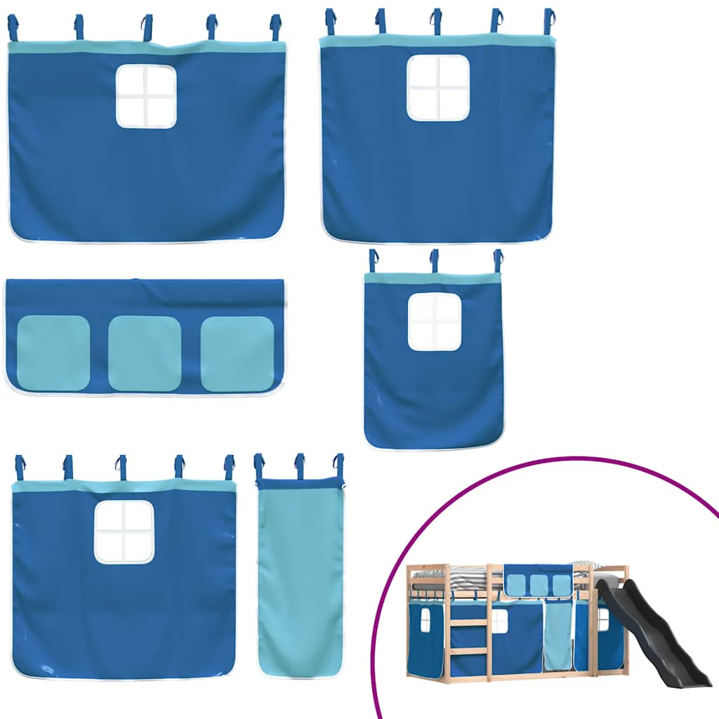Lit superposé sans matelas avec toboggan et rideaux 80x200 cm - XIOS