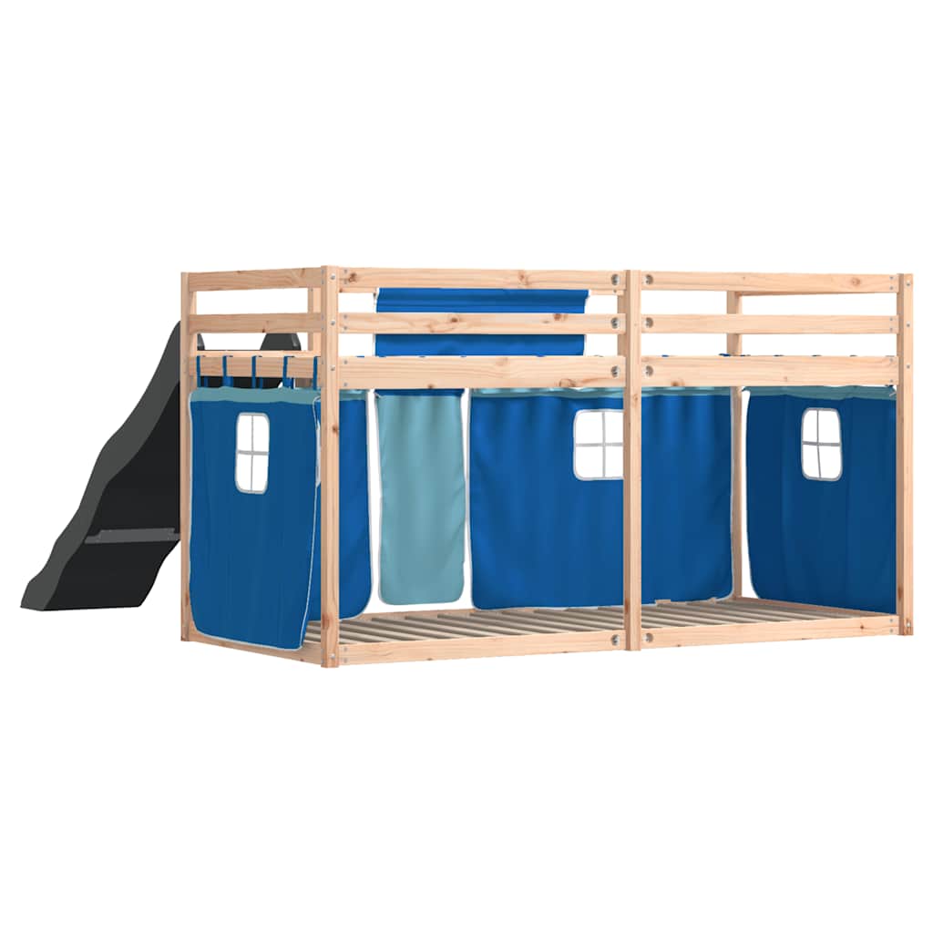 Lit superposé sans matelas avec toboggan et rideaux 80x200 cm - XIOS