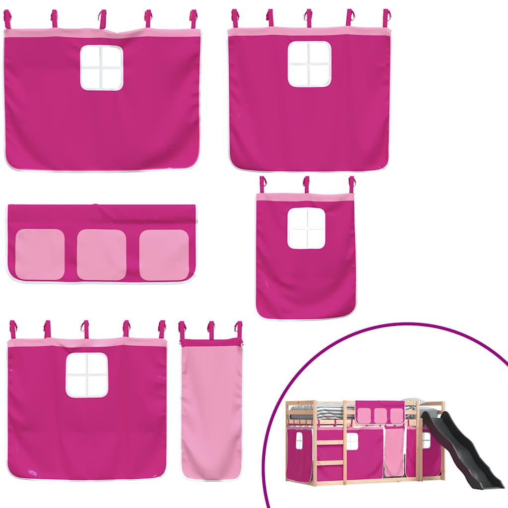 Lit superposé sans matelas avec toboggan et rideaux 80x200 cm - XIOS