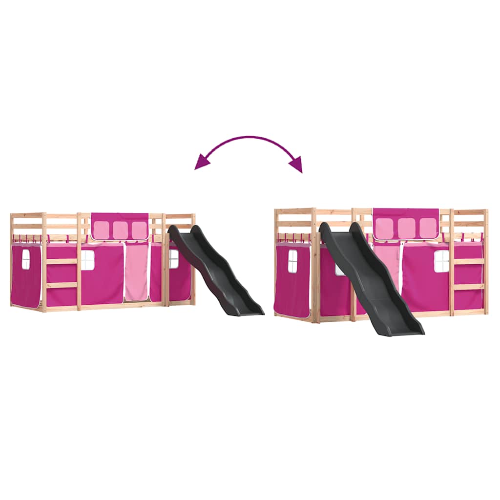 Lit superposé sans matelas avec toboggan et rideaux 80x200 cm - XIOS