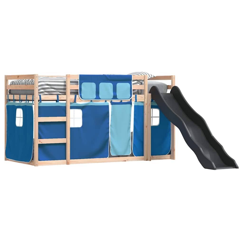 Lit superposé sans matelas avec toboggan et rideaux 90x190 cm - XIOS