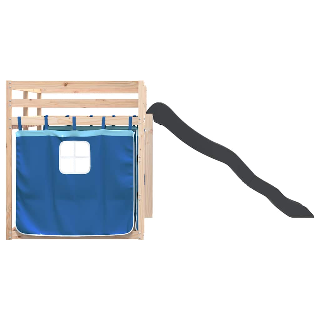 Lit superposé sans matelas avec toboggan et rideaux 90x190 cm - XIOS