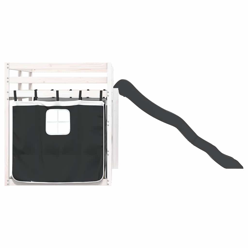 Lit superposé sans matelas avec toboggan blanc noir 90x190 cm - XIOS