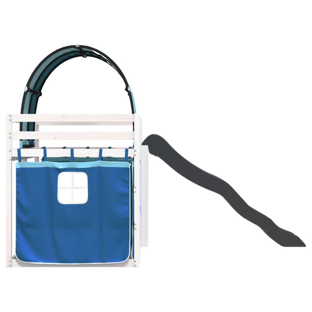 Lit superposé sans matelas avec toboggan et rideaux 90x200 cm - XIOS