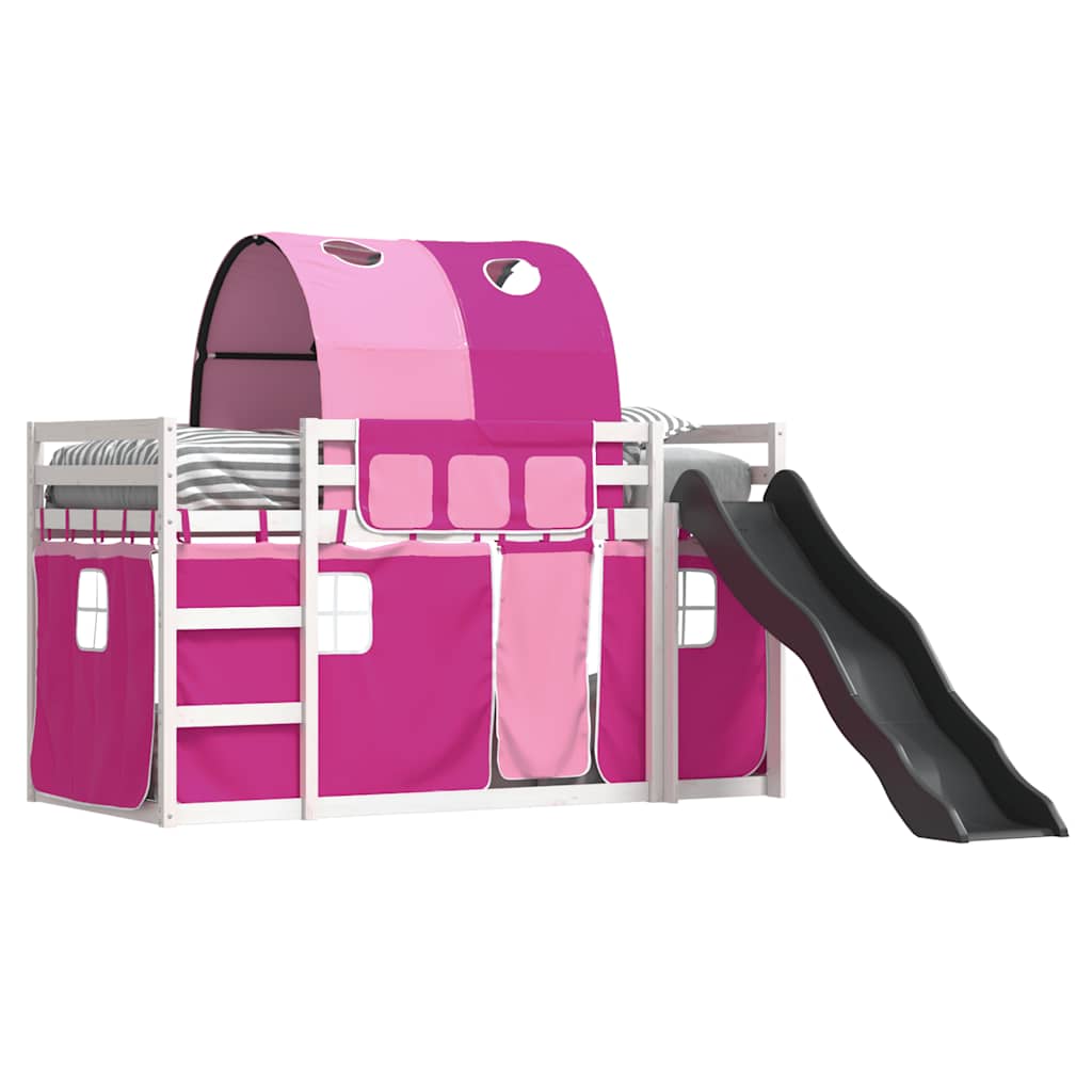 Lit superposé sans matelas avec toboggan et rideaux 90x200 cm - XIOS