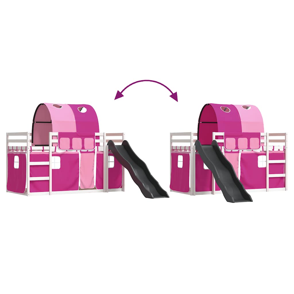Lit superposé sans matelas avec toboggan et rideaux 90x200 cm - XIOS