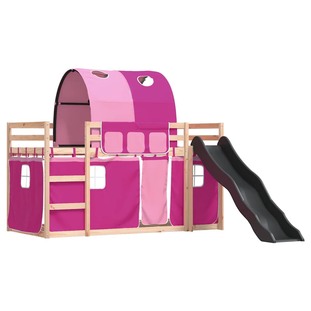 Lit superposé sans matelas avec toboggan et rideaux 80x200 cm - XIOS