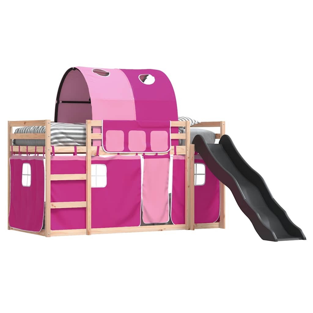 Lit superposé sans matelas avec toboggan et rideaux 80x200 cm - XIOS