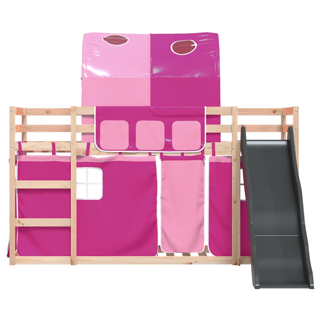 Lit superposé sans matelas avec toboggan et rideaux 80x200 cm - XIOS