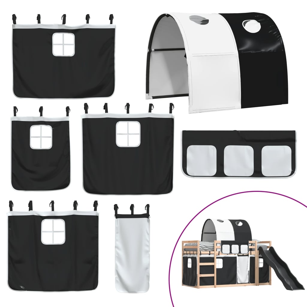 Lit superposé sans matelas avec toboggan blanc noir 90x190 cm Lits & cadres de lit vidaXL
