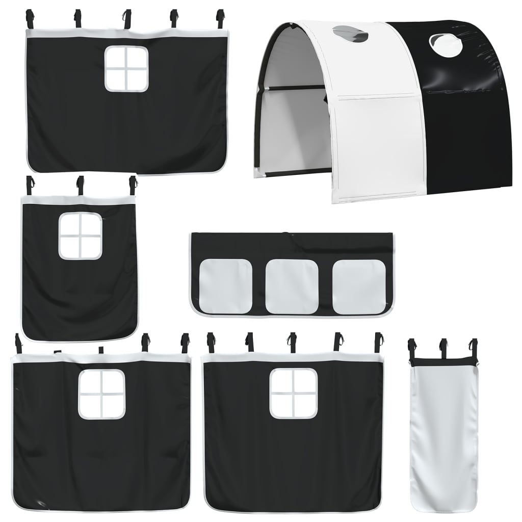 Lit superposé sans matelas avec toboggan blanc noir 90x190 cm Lits & cadres de lit vidaXL