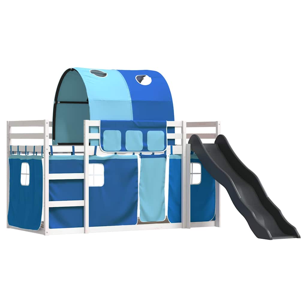Lit superposé sans matelas avec toboggan et rideaux 90x190 cm - XIOS