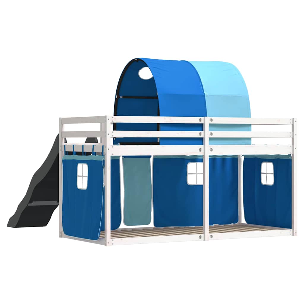 Lit superposé sans matelas avec toboggan et rideaux 90x190 cm - XIOS