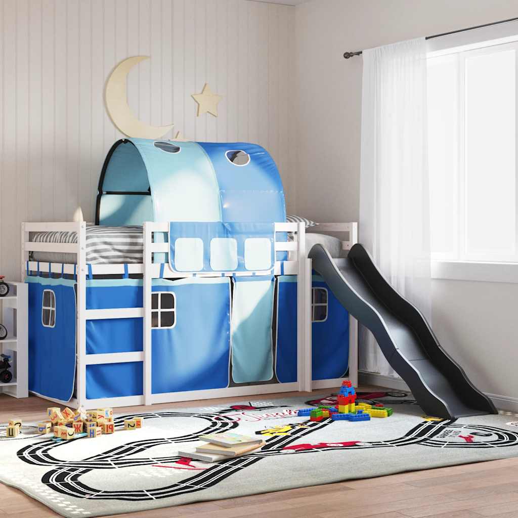 Lit superposé sans matelas avec toboggan et rideaux 90x190 cm - XIOS
