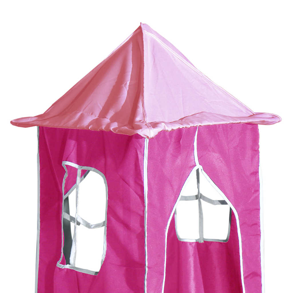 Lit superposé sans matelas avec toboggan et rideaux 90x200 cm