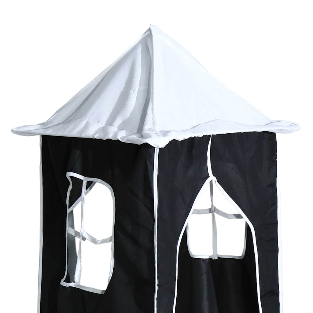 Lit superposé sans matelas avec toboggan blanc noir 80x200 cm