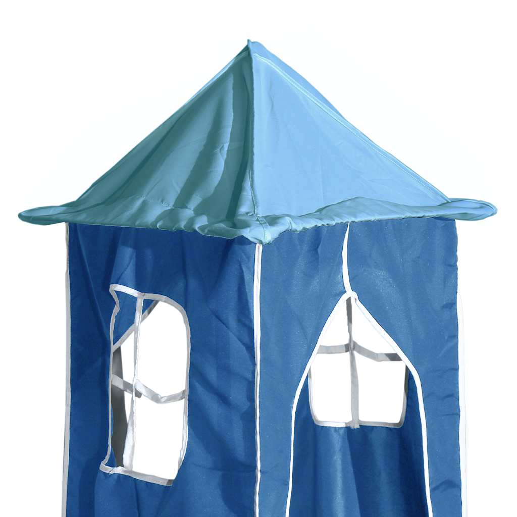 Lit superposé sans matelas avec toboggan et rideaux 80x200 cm