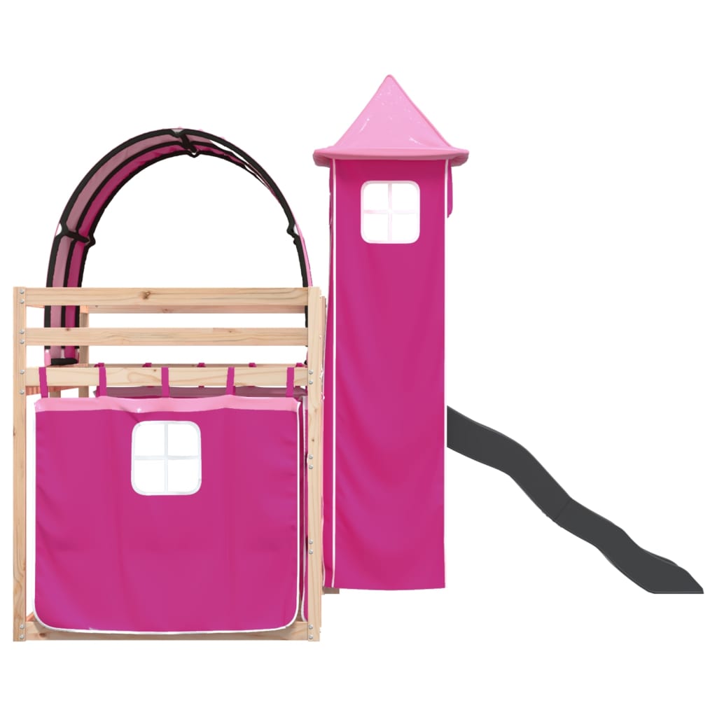 Lit superposé sans matelas avec toboggan et rideaux 80x200 cm - XIOS