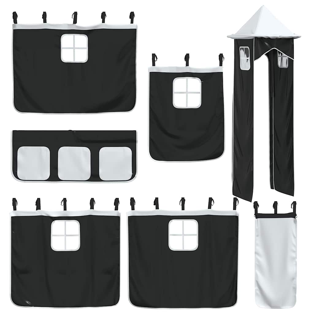 Lit superposé sans matelas avec toboggan blanc noir 90x200 cm - XIOS