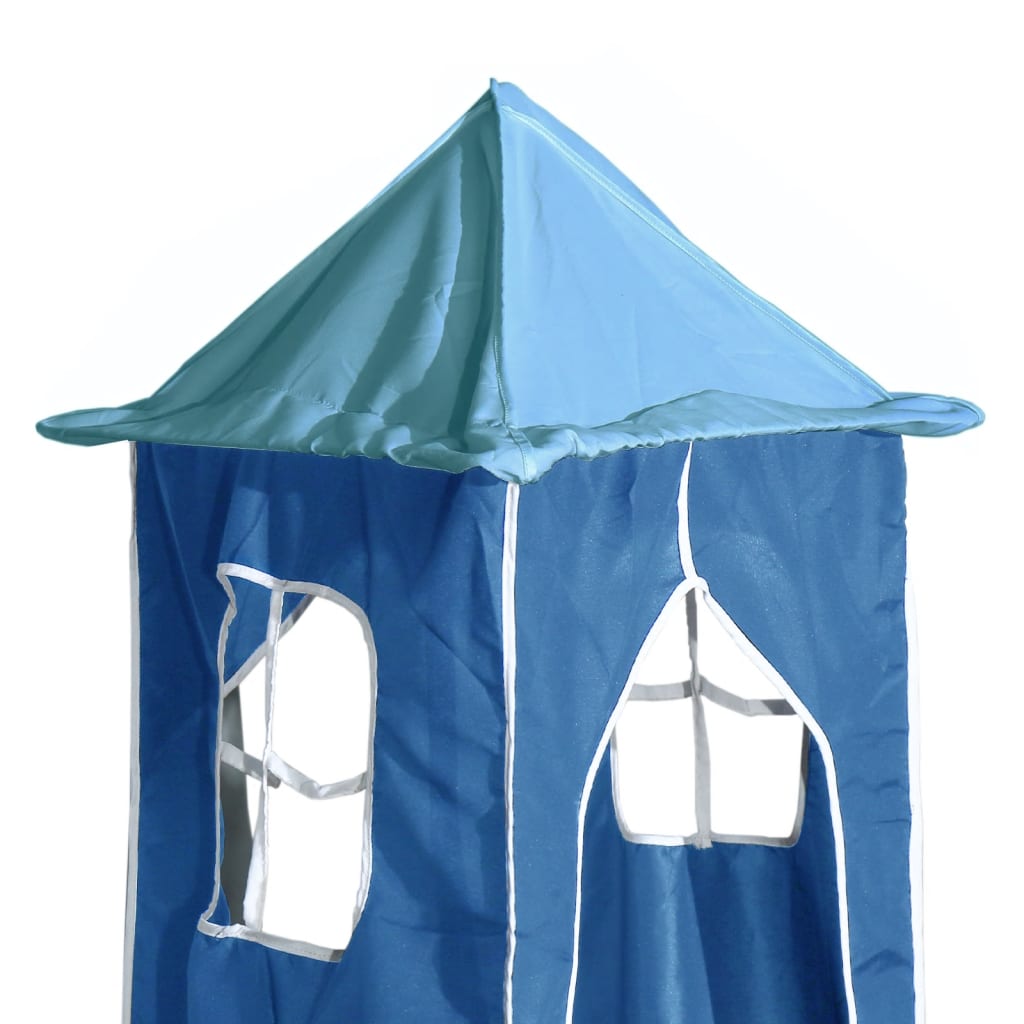 Lit superposé sans matelas avec toboggan et rideaux 90x200 cm