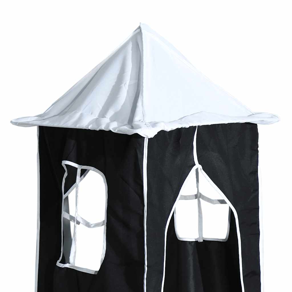 Lit superposé sans matelas avec toboggan blanc noir 80x200 cm