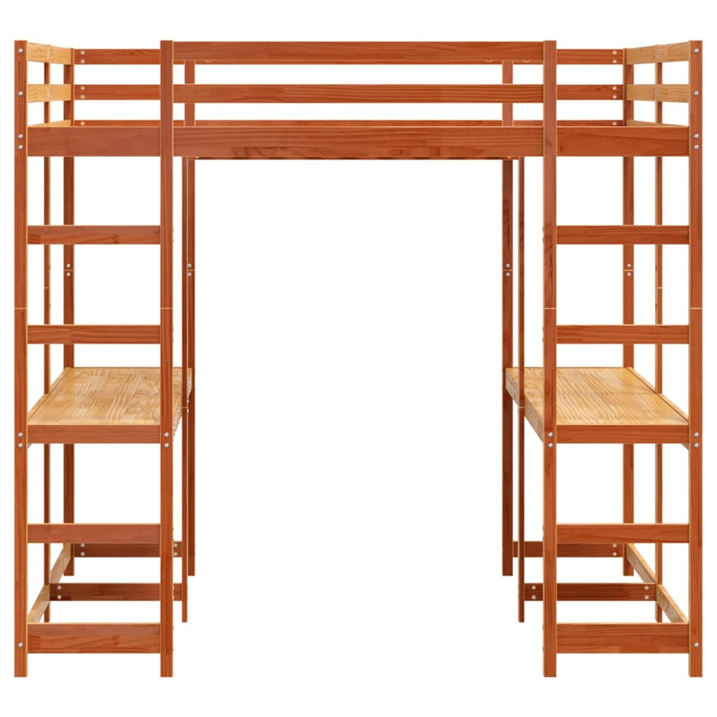 Lit superposé et bureau et échelle 160x200cm bois de pin massif - XIOS