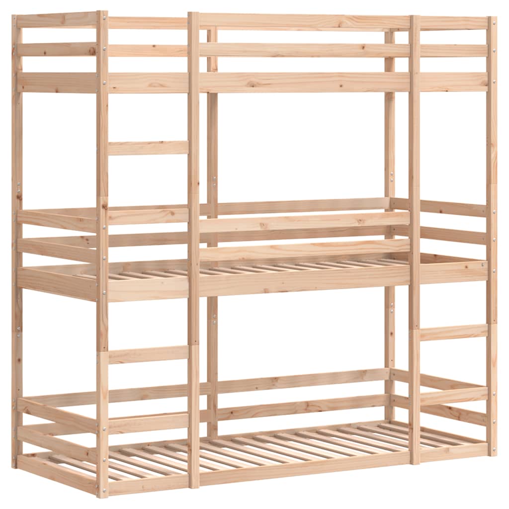 Lit superposé triple sans matelas 80x200 cm bois de pin massif - XIOS