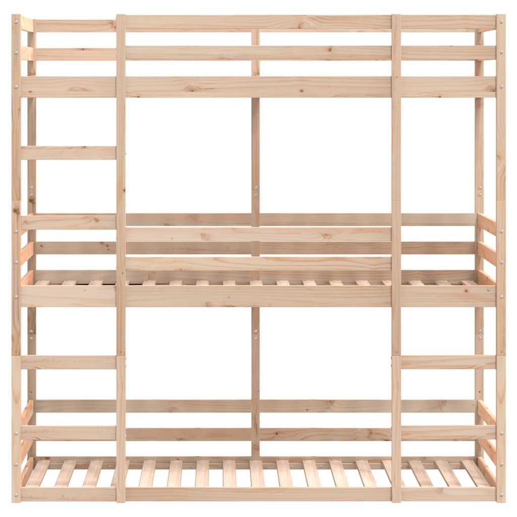 Lit superposé triple sans matelas 80x200 cm bois de pin massif - XIOS