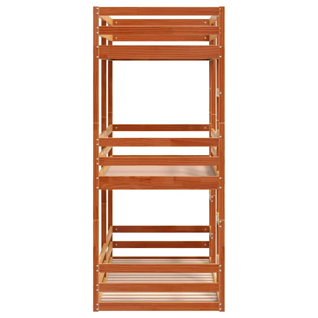 Lit superposé triple sans matelas 80x200 cm bois de pin massif - XIOS