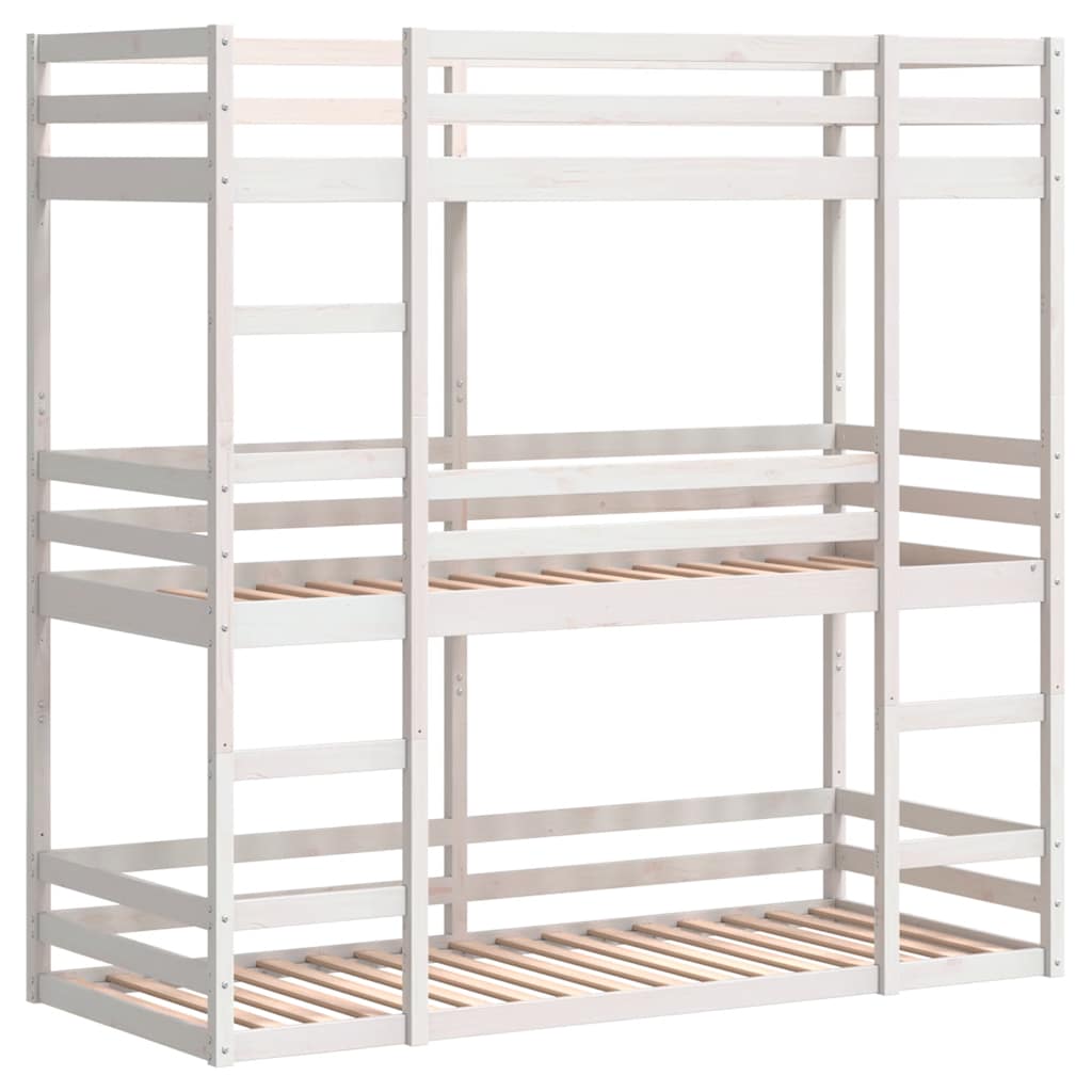 Lit superposé triple sans matelas 90x190 cm bois de pin massif - XIOS