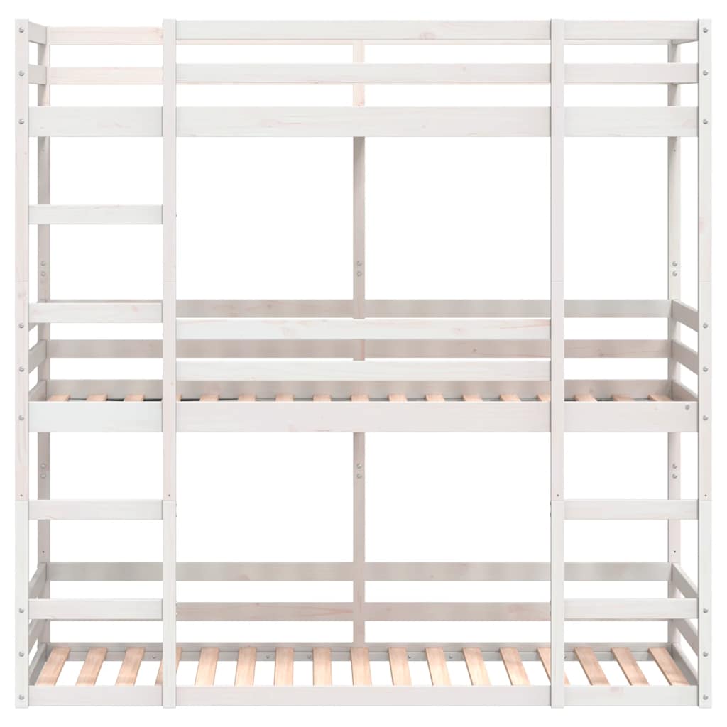 Lit superposé triple sans matelas 90x190 cm bois de pin massif - XIOS