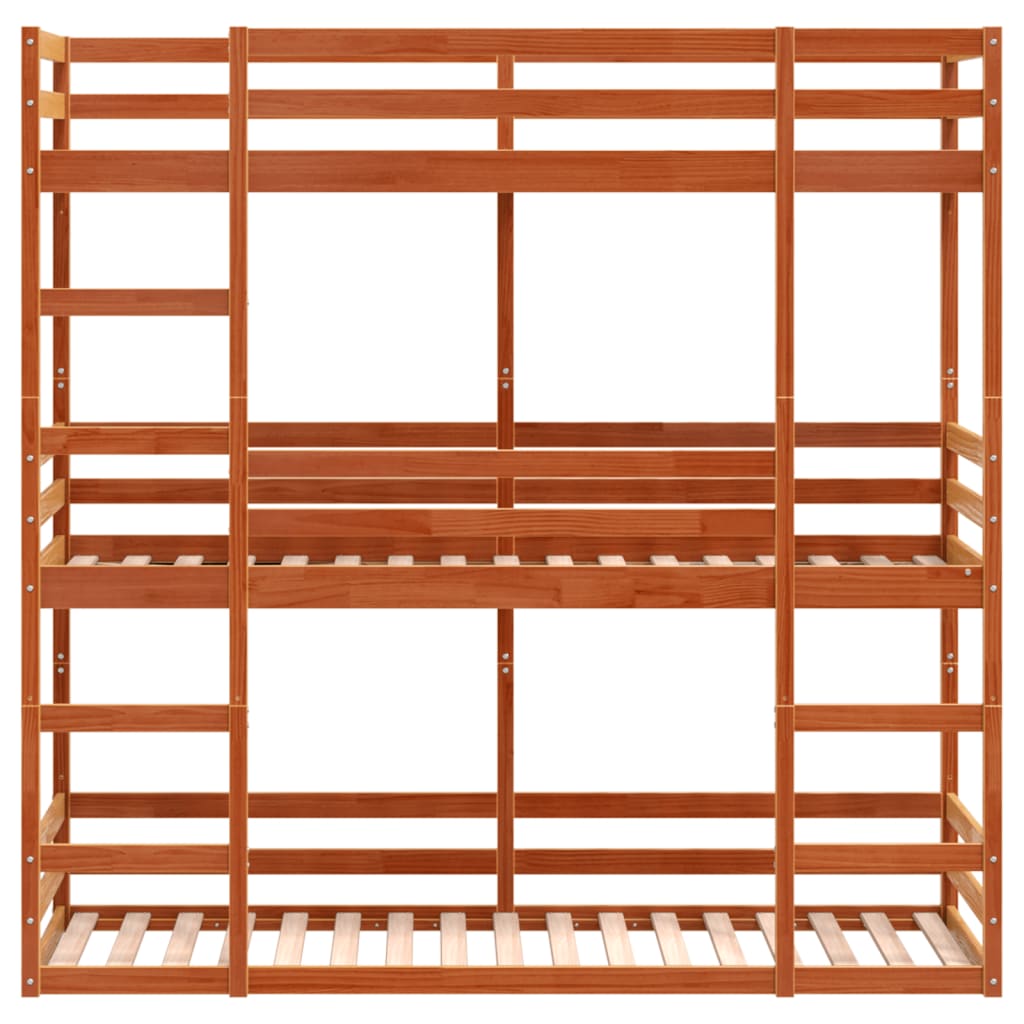 Lit superposé triple sans matelas 75x190 cm bois de pin massif - XIOS