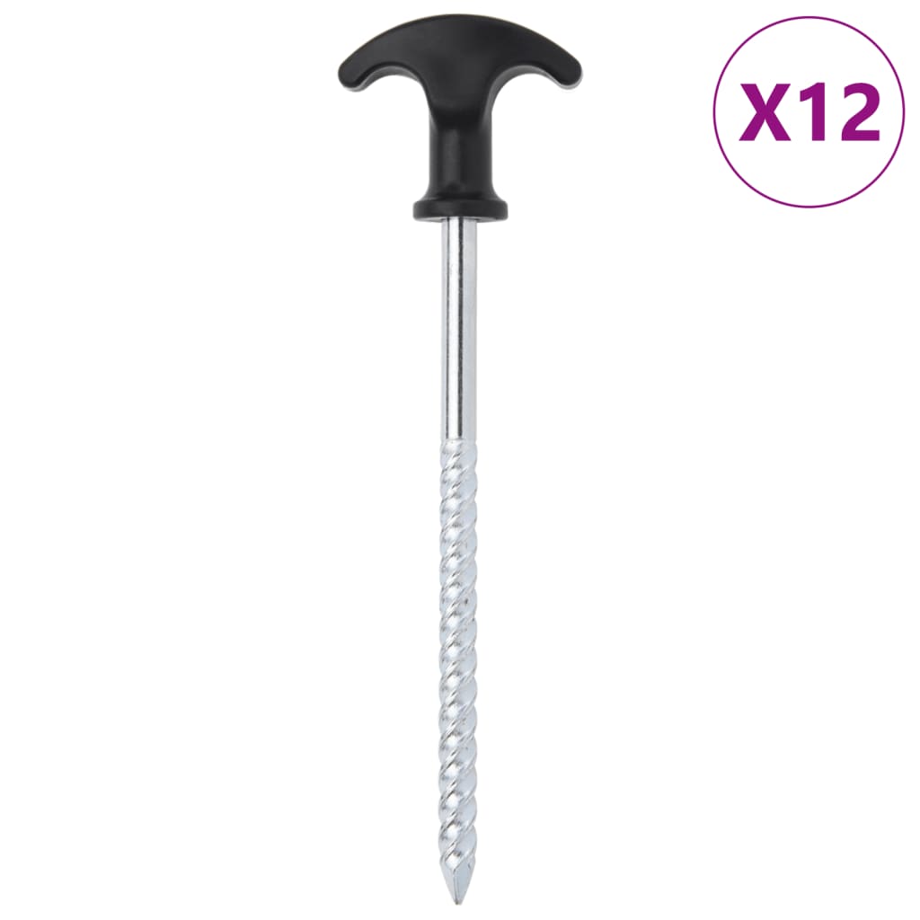 Piquets de tente 12 pcs 17 cm Ø7 mm acier galvanisé Accessoires de tente vidaXL