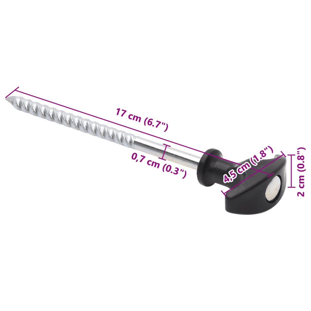 Piquets de tente 12 pcs 17 cm Ø7 mm acier galvanisé Accessoires de tente vidaXL