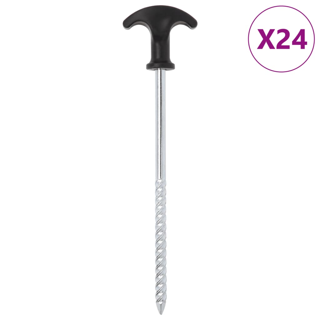 Piquets de tente 24 pcs 20 cm Ø7 mm acier galvanisé Accessoires de tente vidaXL