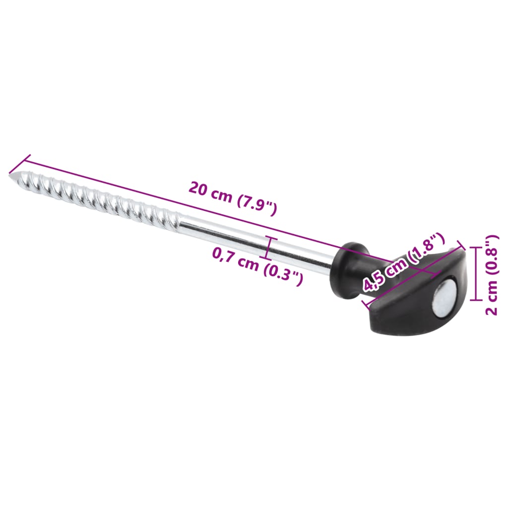 Piquets de tente 12 pcs 20 cm Ø7 mm acier galvanisé Accessoires de tente vidaXL