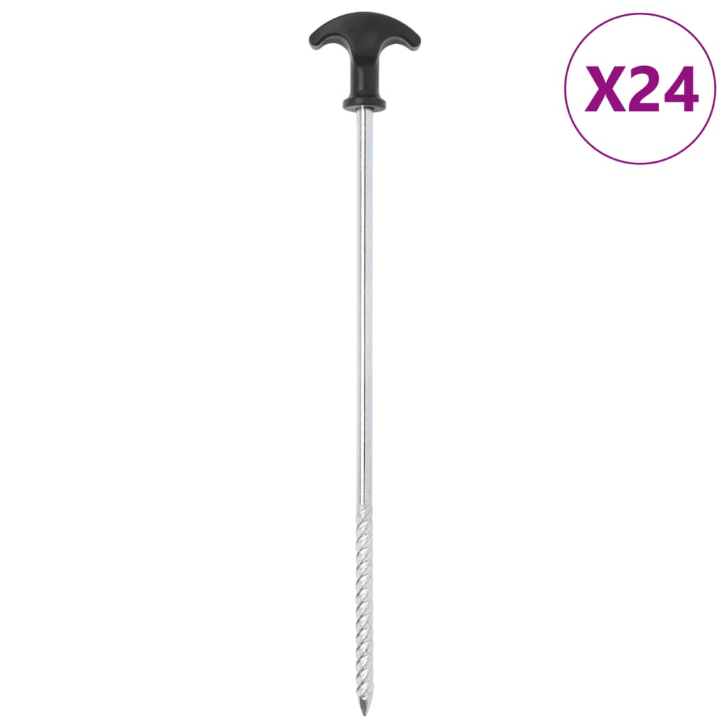 Piquets de tente 24 pcs 30 cm Ø7 mm acier galvanisé Accessoires de tente vidaXL