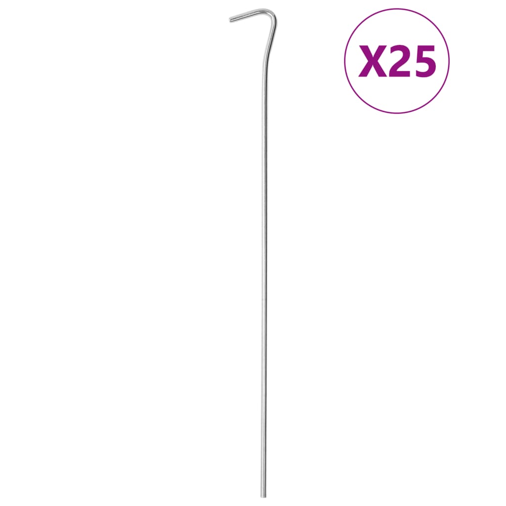 Piquets de tente 25 pcs 30 cm Ø4 mm acier galvanisé Accessoires de tente vidaXL