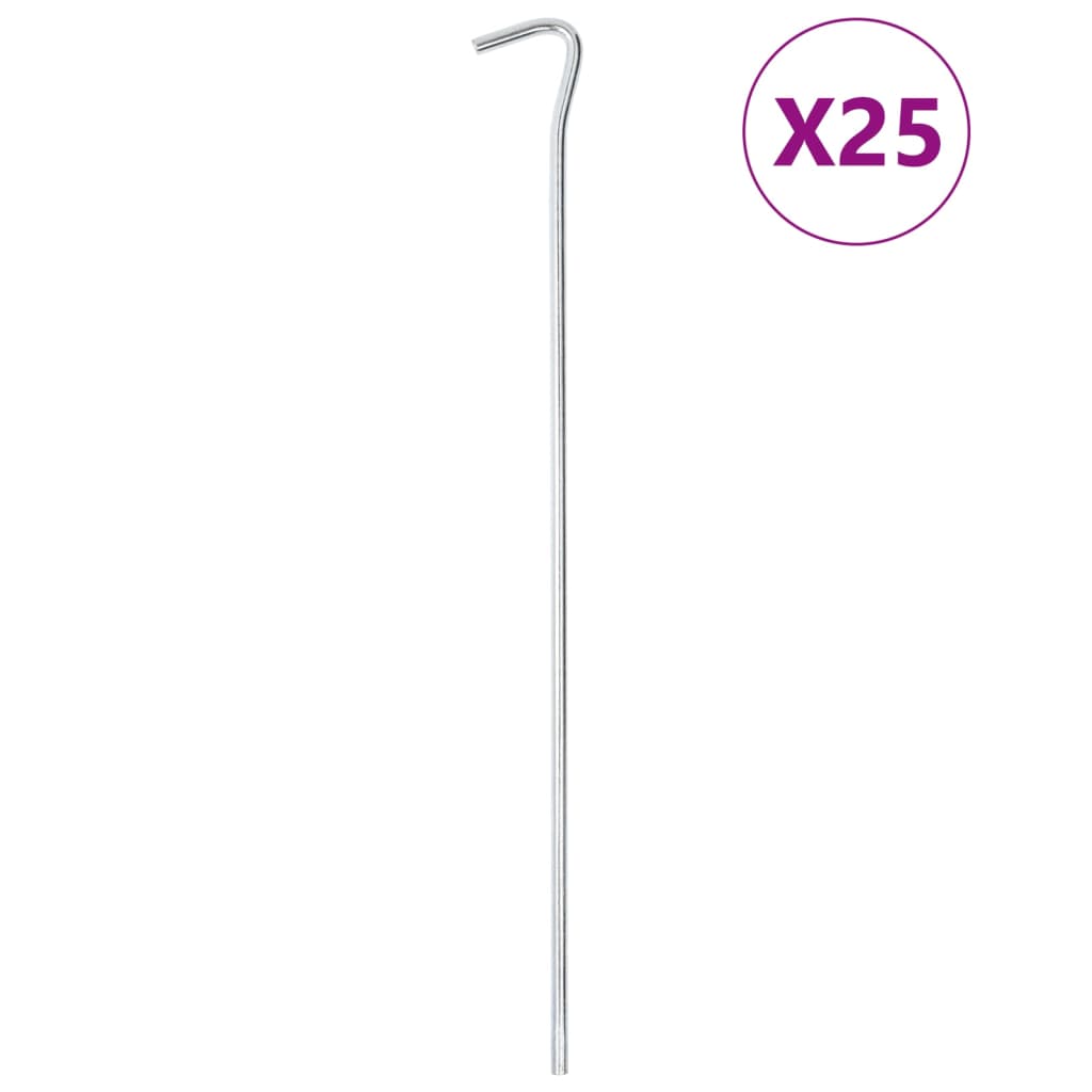 Piquets de tente 25 pcs 30 cm Ø5 mm acier galvanisé Accessoires de tente vidaXL