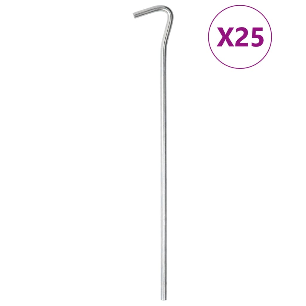 Piquets de tente 25 pcs 23 cm Ø5 mm acier galvanisé Accessoires de tente vidaXL