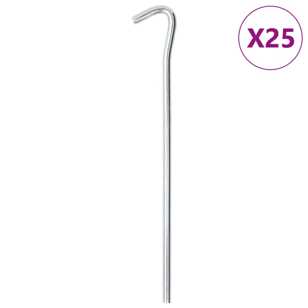 Piquets de tente 25 pcs 23 cm Ø7 mm acier galvanisé Accessoires de tente vidaXL