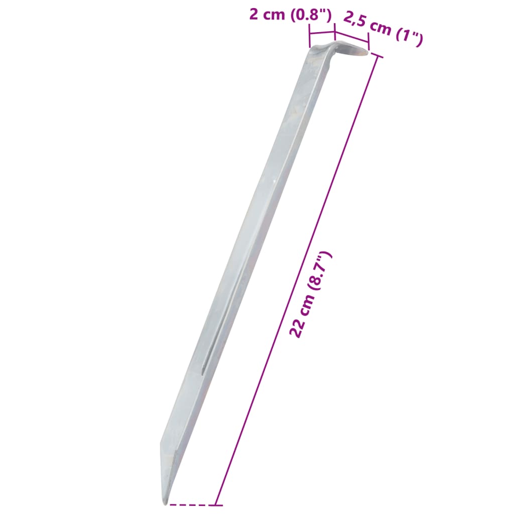 Piquets de tente 24 pcs 22 cm Ø20 mm acier galvanisé Accessoires de tente vidaXL