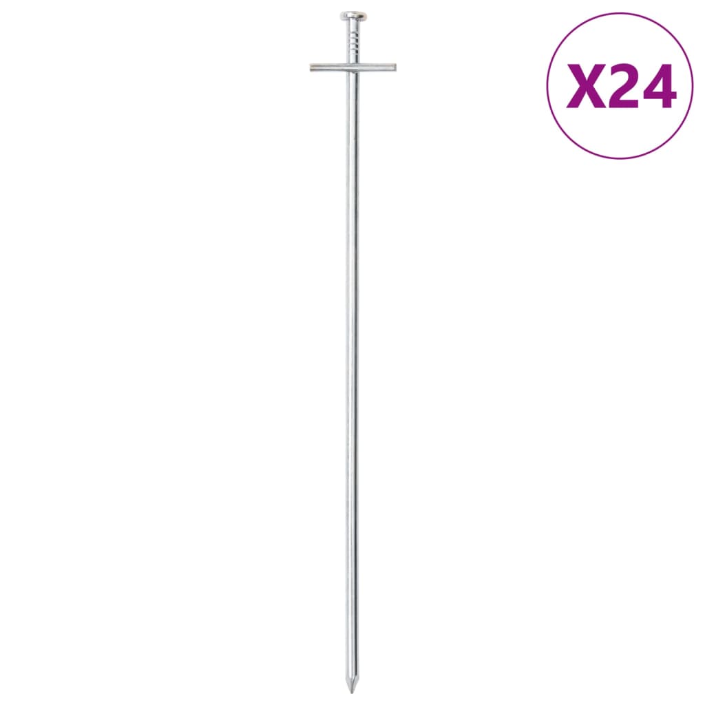 Piquets de tente 24 pcs 29,5 cm Ø6 mm acier galvanisé Accessoires de tente vidaXL