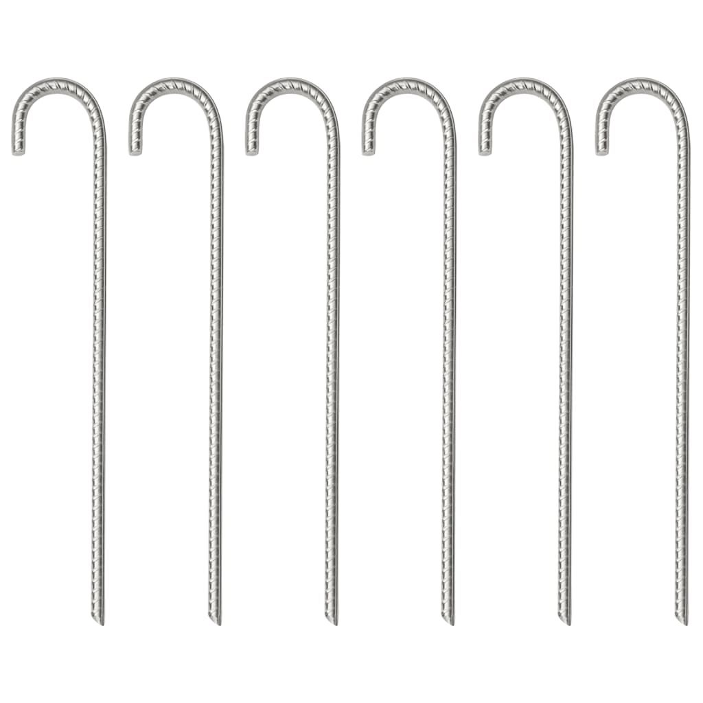 Piquets de tente 6 pcs 37 cm Ø10 mm acier galvanisé Accessoires de tente vidaXL
