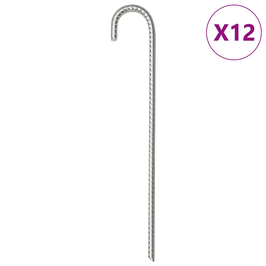 Piquets de tente 12 pcs 37 cm Ø10 mm acier galvanisé Accessoires de tente vidaXL