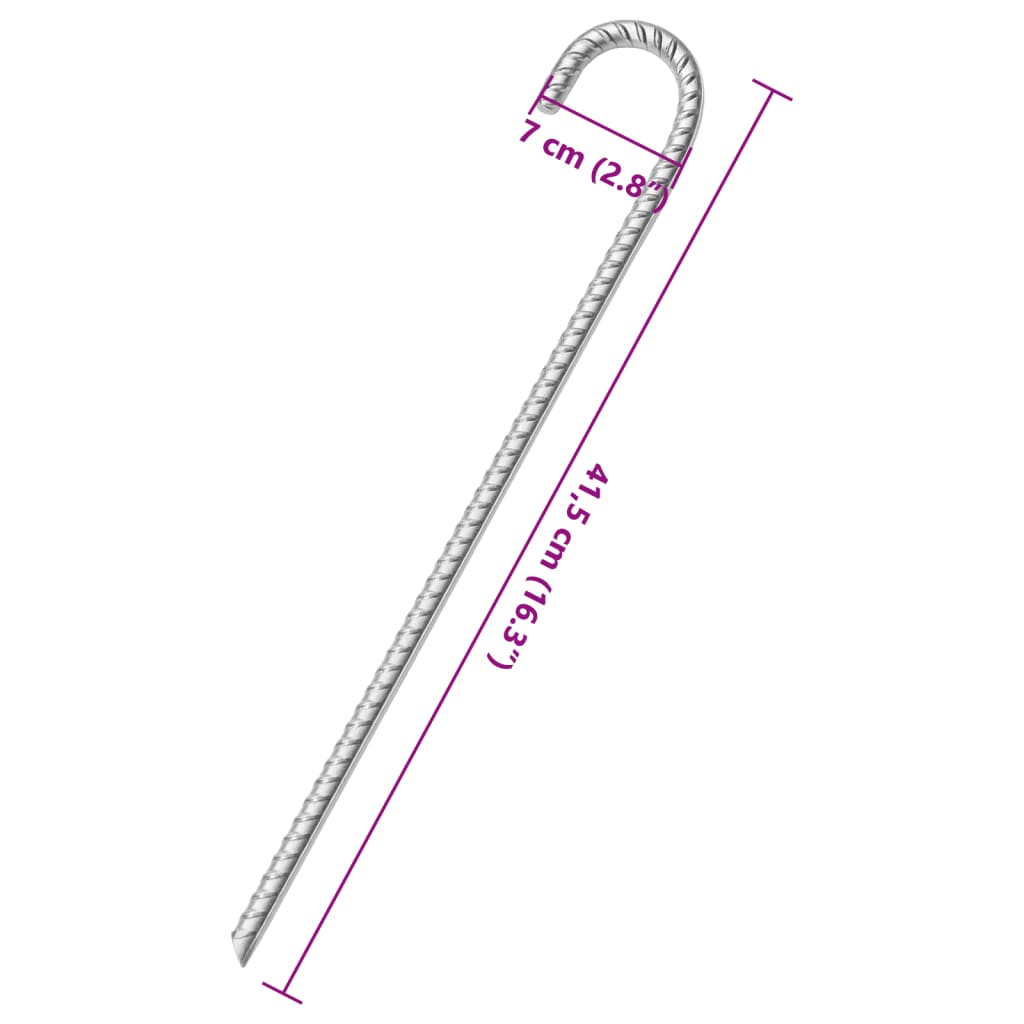 Piquets de tente 6 pcs 41,5 cm Ø12 mm acier galvanisé Accessoires de tente vidaXL