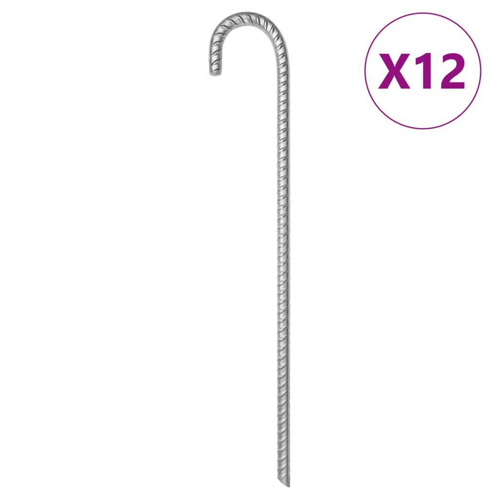 Piquets de tente 12 pcs 41,5 cm Ø12 mm acier galvanisé Accessoires de tente vidaXL